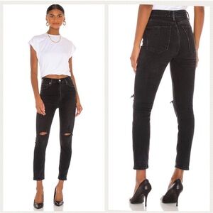 Agolde High Rise Slim Fit Distressed Jeans